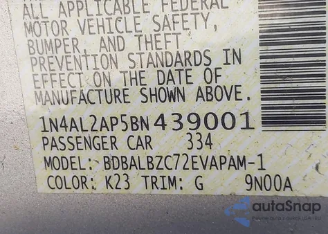 2011 Nissan Altima 2.5 S из США, поврежденный, VIN 1N4AL2AP5BN439001